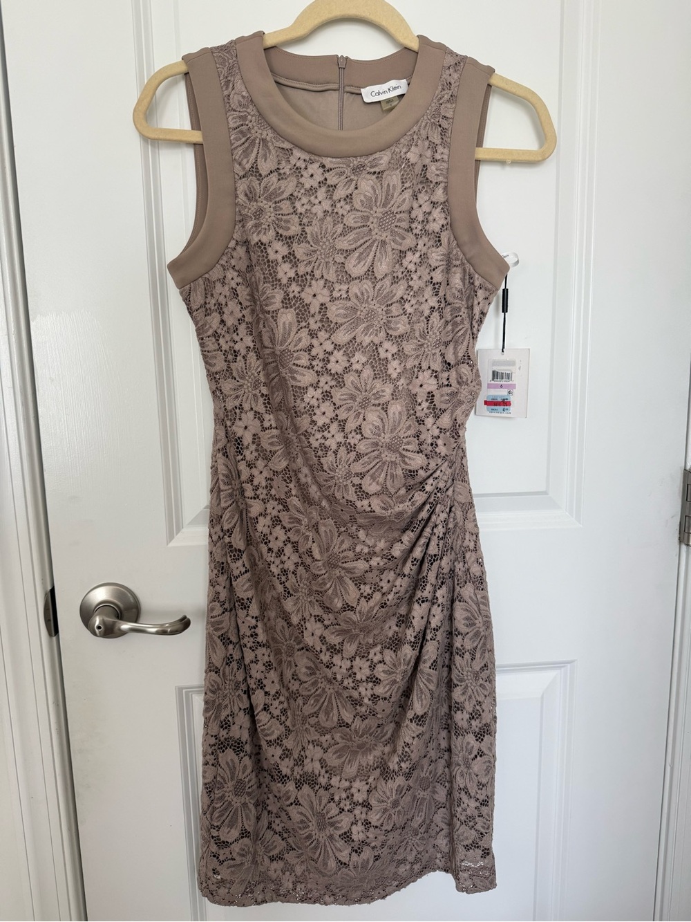 Calvin Klein Taupe Floral Lace Sheath Dress